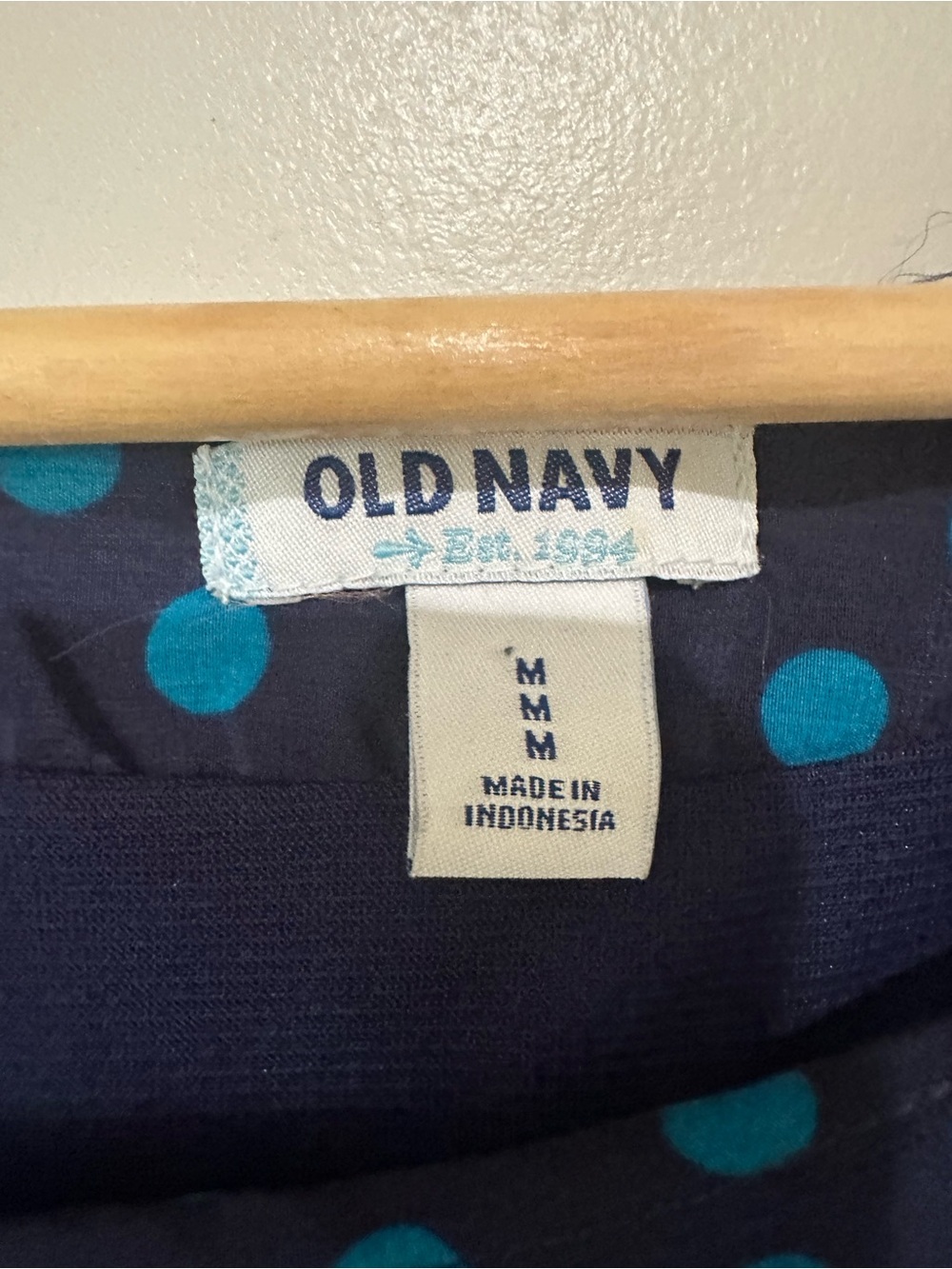 Old Navy Blue Polka Dot Ombre Shift Dress Size M 3/4 Sleeve Retro Mod - Picture 7 of 11